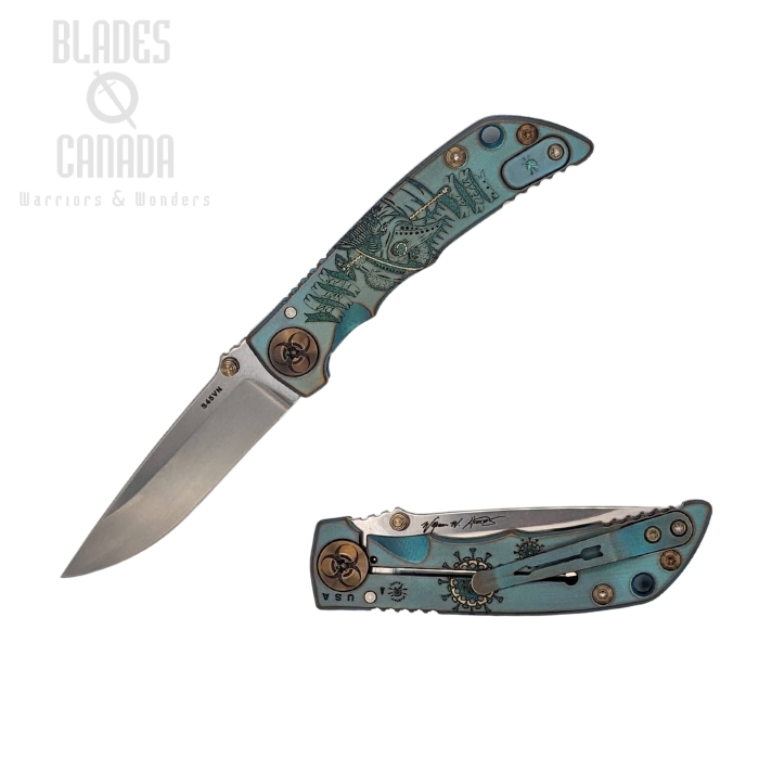 Spartan Blades Harsey Framelock Folding Knife, S45VN SW, Titanium Green Plague Doctor